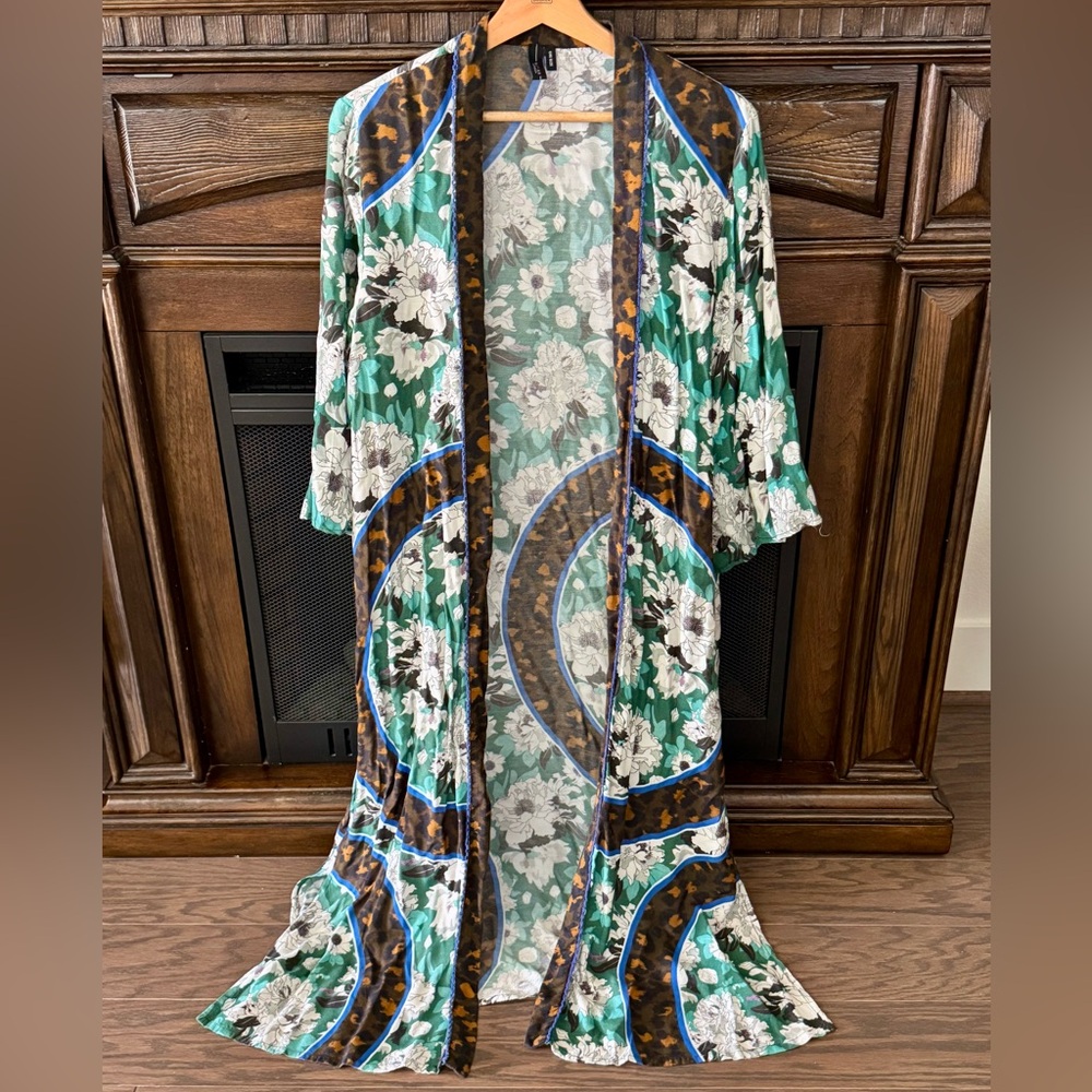 Anthropologie bl^nk London Floral & Leopard Print Duster